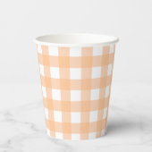 Gingham Orange Baby Shower Papieren Bekers (Achterkant)