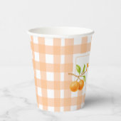 Gingham Orange Baby Shower Papieren Bekers (Rechts)