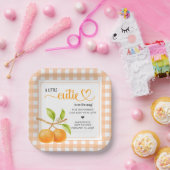 Gingham Orange Baby Shower Papieren Bordje (Feest)