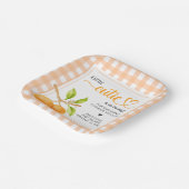 Gingham Orange Baby Shower Papieren Bordje (Gebogen)
