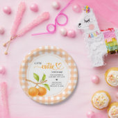 Gingham Orange Baby Shower Papieren Bordje (Feest)