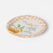 Gingham Orange Baby Shower Papieren Bordje (Gekanteld)