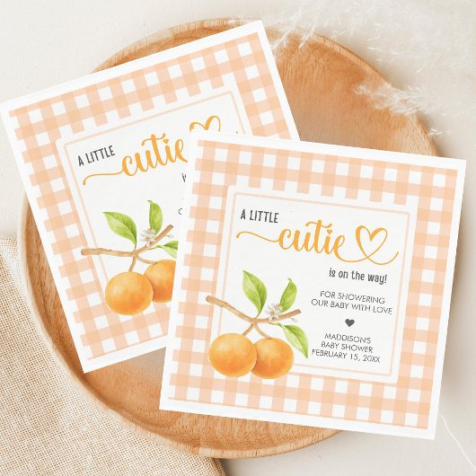 Gingham Orange Baby Shower Servet