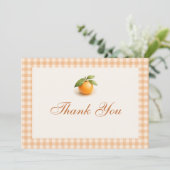 Gingham Orange Little Cutie Baby Shower Bedankkaart (Staand voorkant)