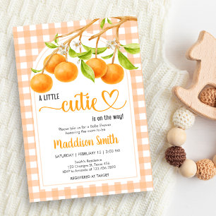 Gingham Oranje Baby Shower Kaart