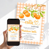 Gingham Oranje Baby Shower Kaart