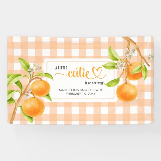 Gingham Oranje Baby Shower Spandoek (Horizontaal)
