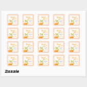 Gingham Oranje Baby Shower Vierkante Sticker (Vel)