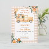 Gingham Oranje Citrus Little Cutie Baby shower Kaart (Staand voorkant)