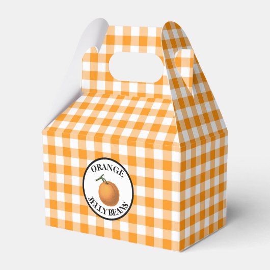 Gingham Oranje Jelly Bean Bedankdoosjes (Voorkant Zijde)
