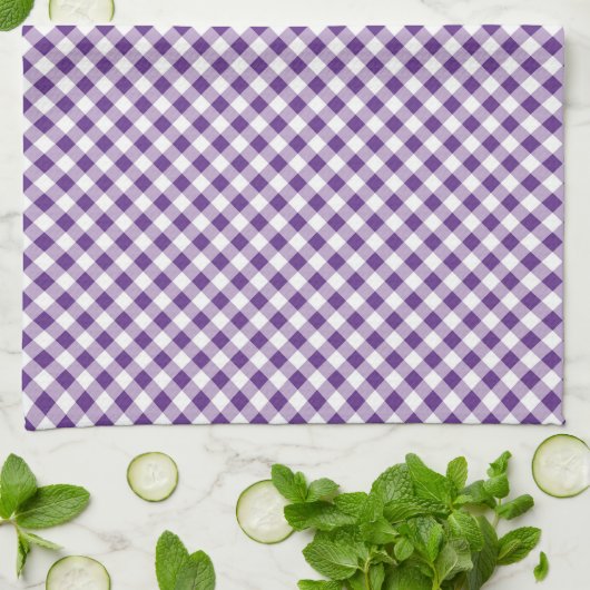 Gingham Paars White Simple Theedoek (Gevouwen)