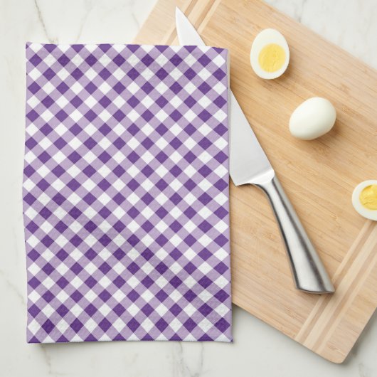 Gingham Paars White Simple Theedoek (Quarter Fold)
