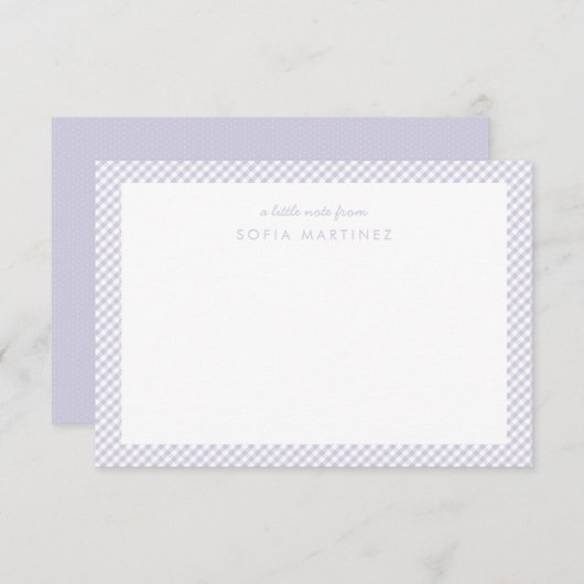 Gingham paarse gepersonaliseerde kinderbenodigdhed (Voorkant / Achterkant)