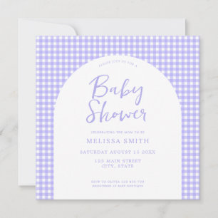 Gingham Paarse geruite geruite Baby shower Kaart