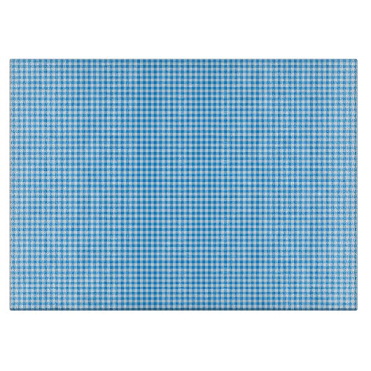 Gingham Pastel Blue-White-15x11 CUTTING BOARD Snijplank (Voorkant)