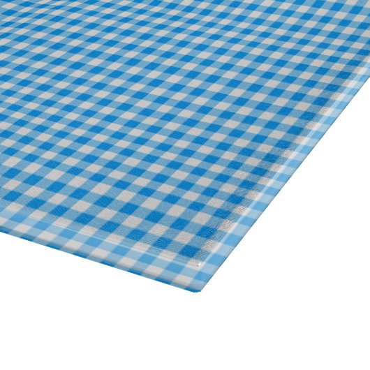 Gingham Pastel Blue-White-15x11 CUTTING BOARD Snijplank (Hoek)