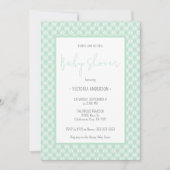 Gingham Pastel Mint Genderneutraal Baby shower Kaart (Voorkant)