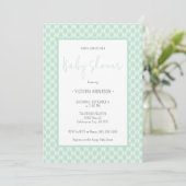 Gingham Pastel Mint Genderneutraal Baby shower Kaart (Staand voorkant)