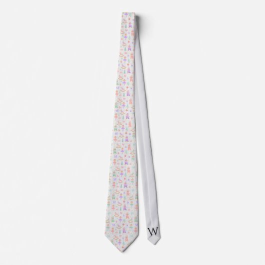 Gingham Pastel Notenkraker Ballet Monogram Stropdas (Voorkant)