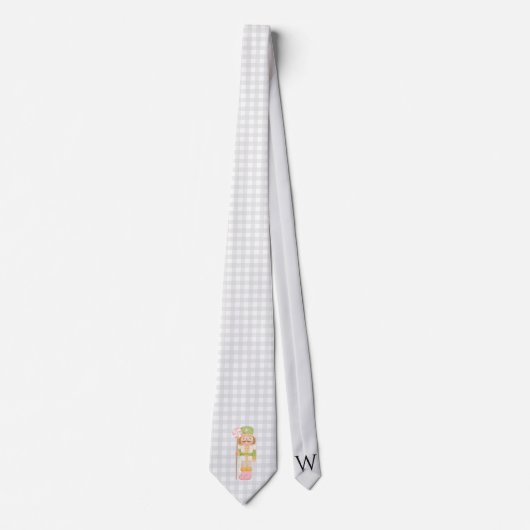 Gingham Pastel Notenkraker Monogram Stropdas (Voorkant)