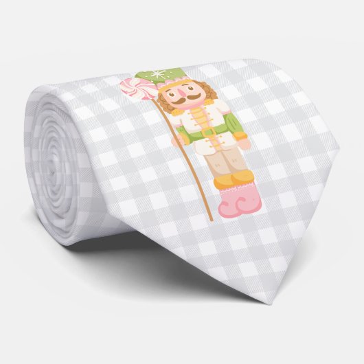Gingham Pastel Notenkraker Monogram Stropdas (Opgerold)