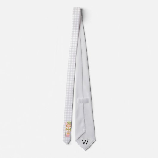 Gingham Pastel Notenkraker Monogram Stropdas (Achterkant)