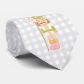 Gingham Pastel Nutcracker Monogram Stropdas (Opgerold)