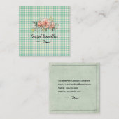 Gingham Pastel-Visitekaartje Vierkante Visitekaartje (Voorkant / Achterkant)