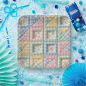 Gingham Patchwork Dekbed Patroon Papieren Bordje (Feest)