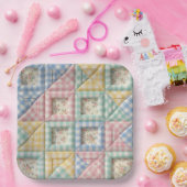 Gingham Patchwork Dekbed Patroon Papieren Bordje (Feest)