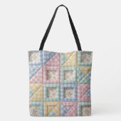 Gingham Patchwork Dekbed Patroon Tote Bag (Achterkant)