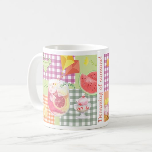 Gingham Patchwork Dreaming of Summer Koffiemok (Voorkant links)