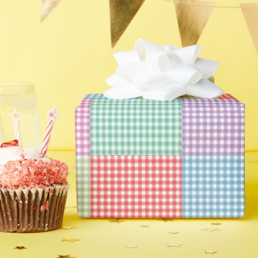 Gingham Patchwork Patroon Cadeaupapier (Verjaardagsfeest)