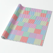 Gingham Patchwork Patroon Cadeaupapier (Uitgerold)