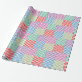 Gingham Patchwork Patroon Cadeaupapier
