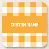 Gingham Patroon Aangepaste naam Bier Onderzetter (Voorkant)