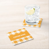 Gingham Patroon Aangepaste naam Kartonnen Onderzetters (Insitu)