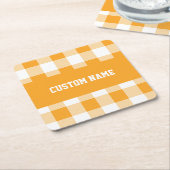 Gingham Patroon Aangepaste naam Kartonnen Onderzetters (Schuin)