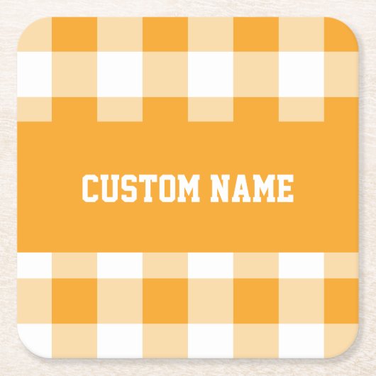 Gingham Patroon Aangepaste naam Kartonnen Onderzetters (Voorkant)