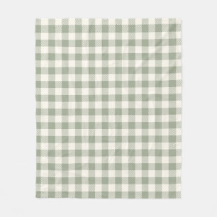 Gingham Patroon Cottagecore Geruit Beige Salie Fleece Deken