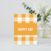 Gingham Patroon Gelukkige Dag  Briefkaart (Staand voorkant)