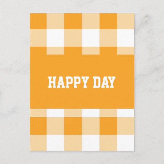 Gingham Patroon Gelukkige Dag  Briefkaart (Voorkant)
