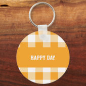 Gingham Patroon Gelukkige Dag Sleutelhanger (Achterkant)