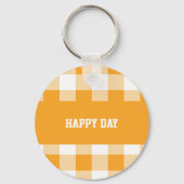 Gingham Patroon Gelukkige Dag Sleutelhanger (Achterkant)