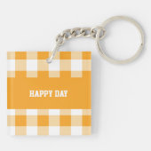 Gingham Patroon Gelukkige Dag Sleutelhanger (Achterkant)
