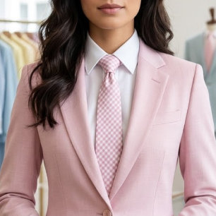 Gingham patroon in ballerina preppy roze kleuren stropdas