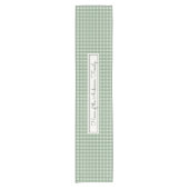 Gingham Patroon in Groen met Familienaam Korte Tafelloper (Voorkant)