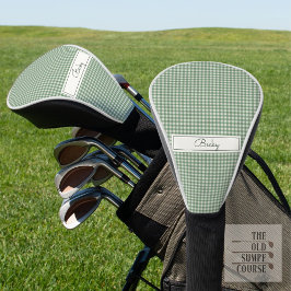 Gingham Patroon in Groen met Naam Golfheadcover