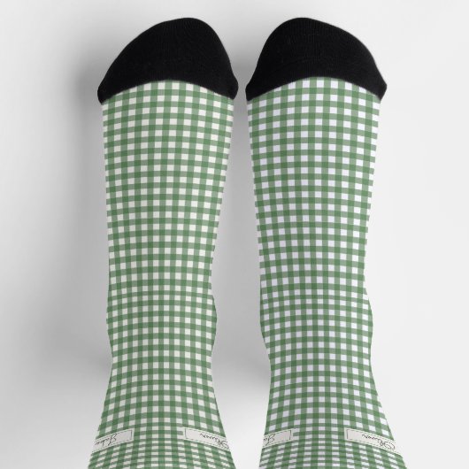 Gingham Patroon in Groen met Naam Sokken (Top)