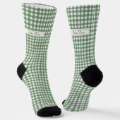 Gingham Patroon in Groen met Naam Sokken (Gebogen)
